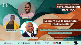 event poster for art management in africa: intellectual property.