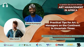 event poster for art management in africa: practical tips for art managers.