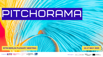 event poster for the Pitchorama IETM 2025 Berlin
