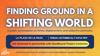 event poster for finding ground in a shifting world panel conversation.