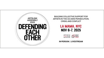 event poster for artslink assembly 2025 defending each other.