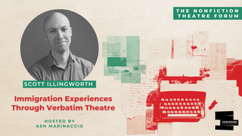A promotional graphic for the Nonfiction Theatre Forum podcast.