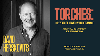 event poster for torches a conversation with david herskovits.