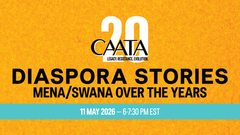 event poster for CAATA conversation diaspora stories: MENA SWANA.