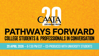 event poster for pathways forward college students and professionals in conversation with caata.