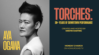 event poster for torches a conversation with aya ogawa.