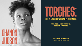 event poster for torches a conversation with chanson judson.
