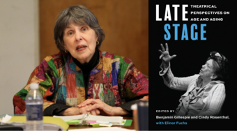 event poster for a Book Celebration of Late Stage: on Theatre, Aging, and the Legacy of Elinor Fuchs.