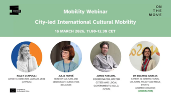 Event poster for the City-led international cultural mobility webinar.