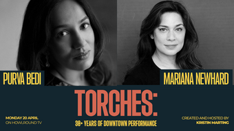 event poster for TORCHES conversation with Purva Bedi and Mariana Newhard.