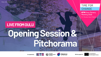 IETM open session and pitchorama event poster.
