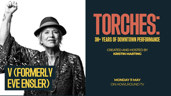 Conversation with V (formerly Eve Ensler) event poster.