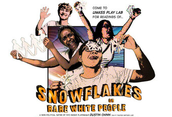 a poster with four people on it. it reads "a snowflake: or rare white people"