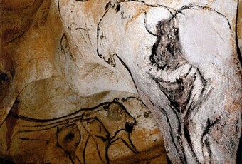 Cave painting of a lion. 
