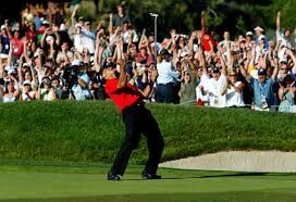 Tiger Woods celebrating his win at the U.S. Open.