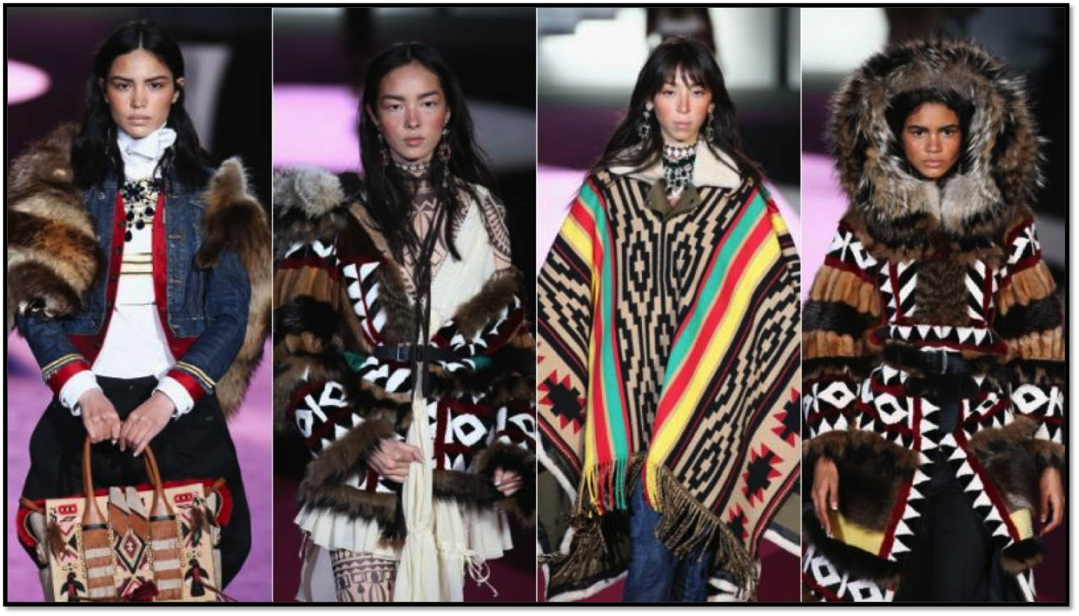 four models in fur coats