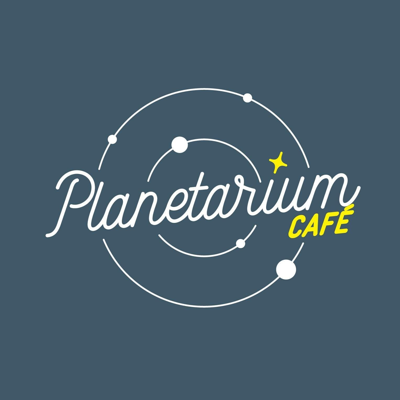 blue solar system logo with text planetarium cafe