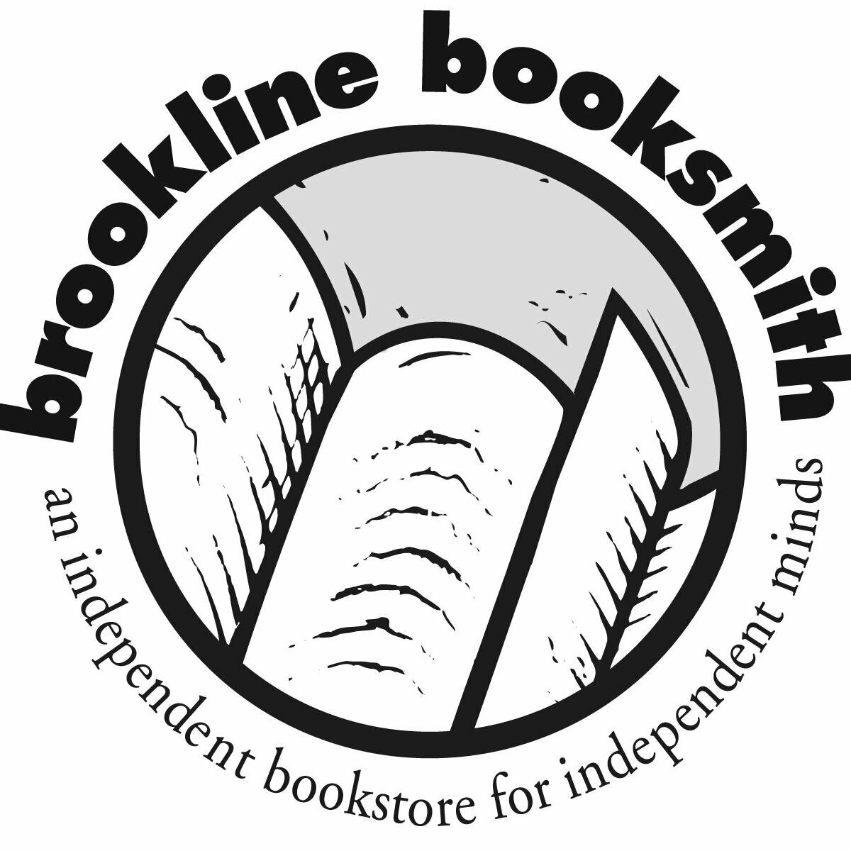 black and white book illustration with brookline booksmith text