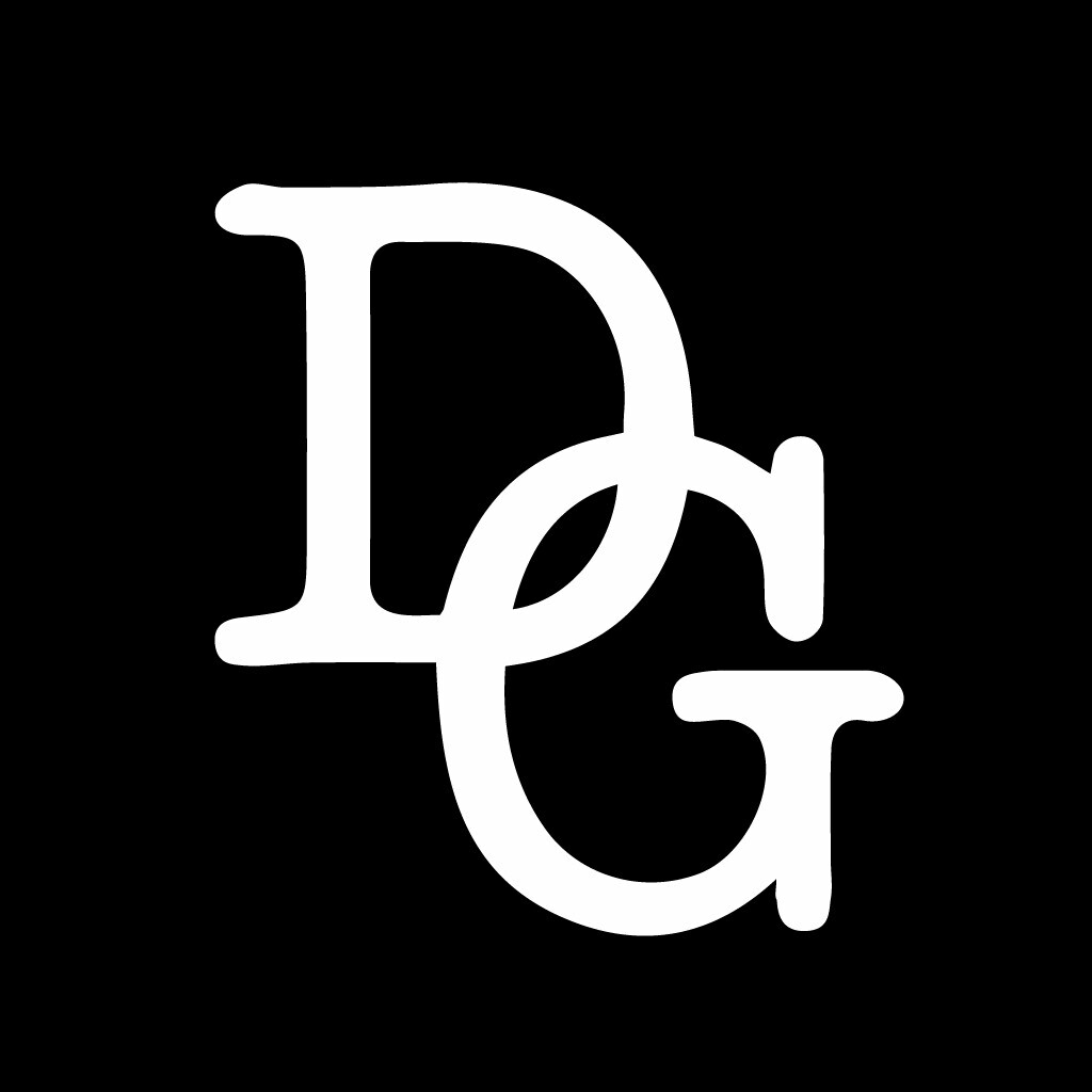 letters D G on black background