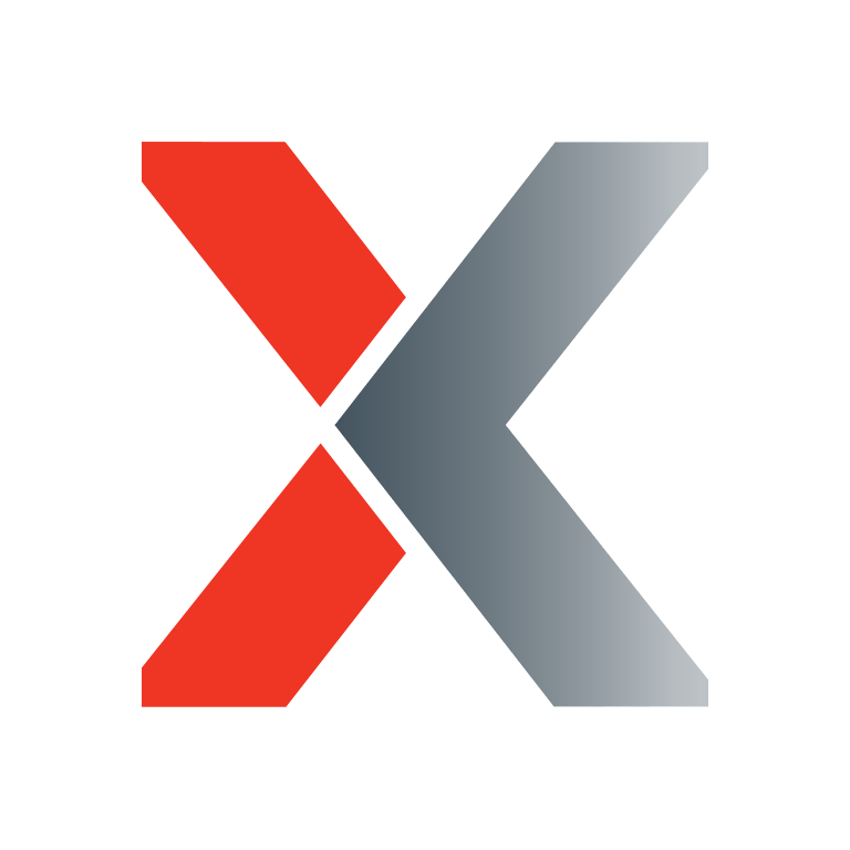 An X, with half red and half gray.