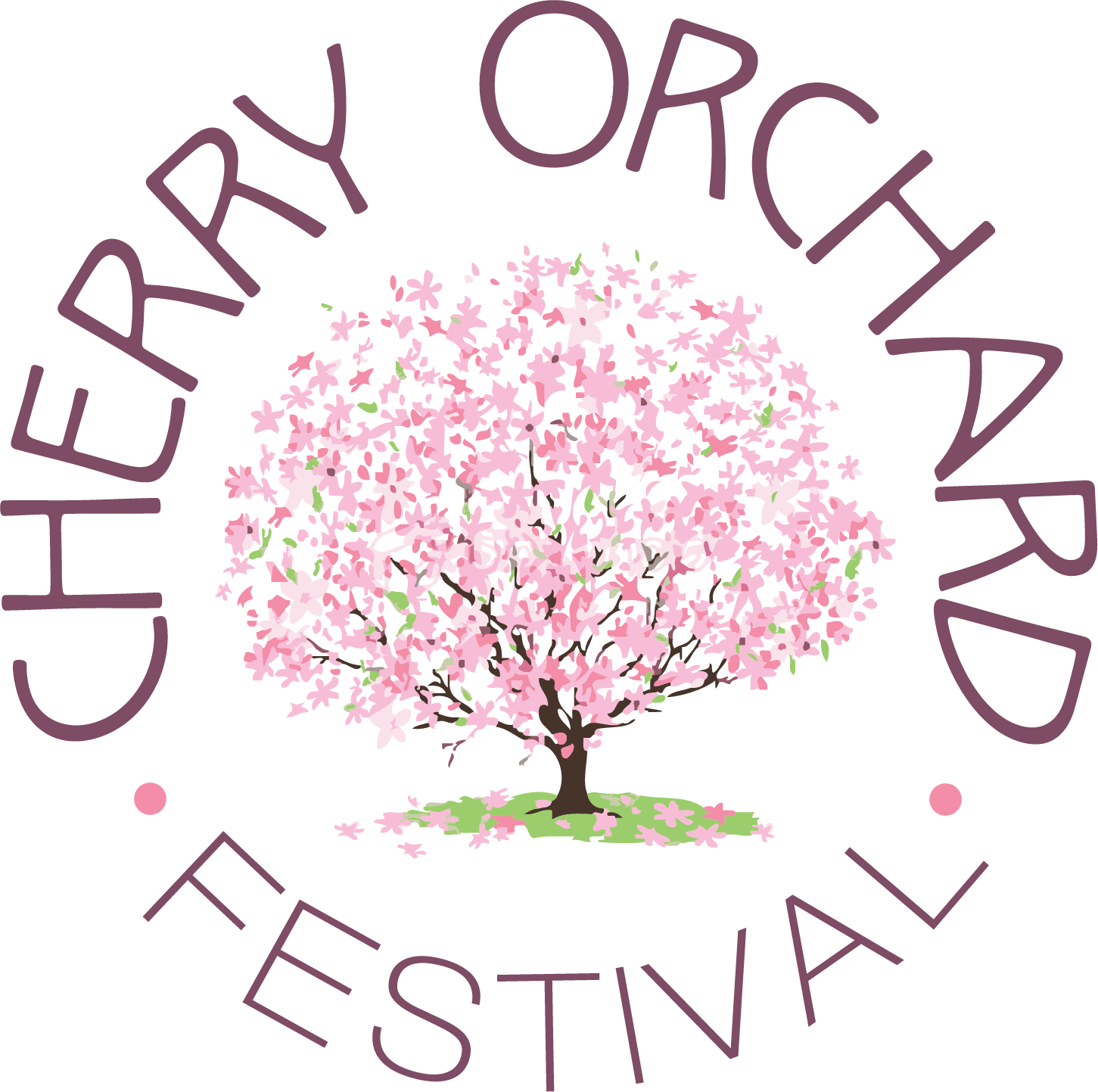 illustration of pink cherry tree in full bloom