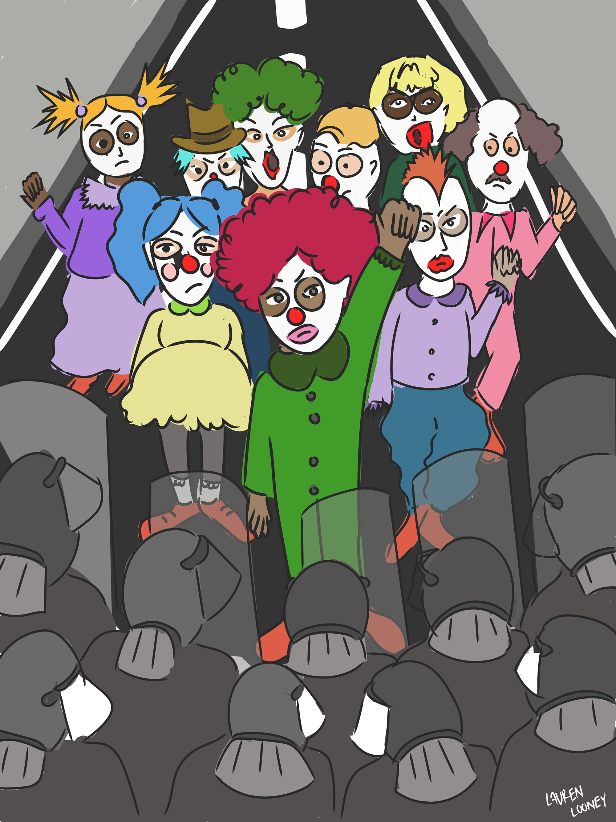 an illustration of clowns