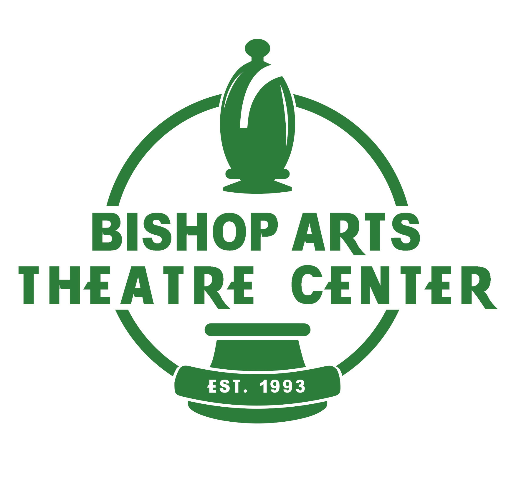 green bishop chess piece logo.