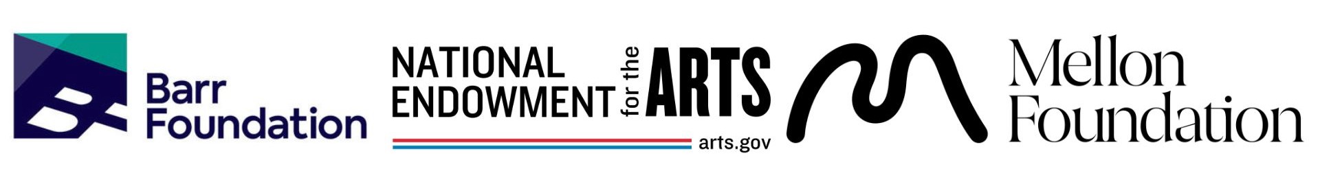 Logos for the Barr Foundation, the National Endowment for the Arts, and the Mellon Foundation