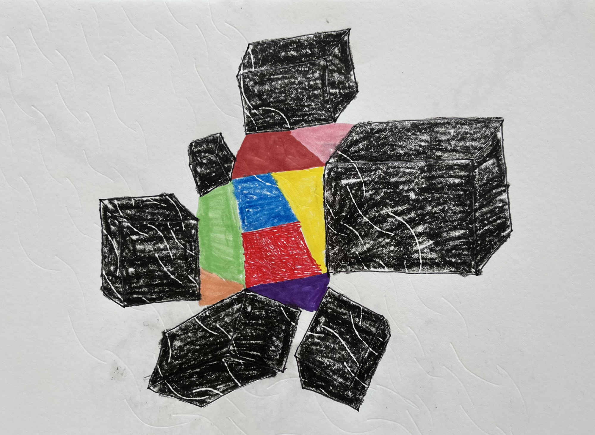 A sketch of multi-colored blocks.