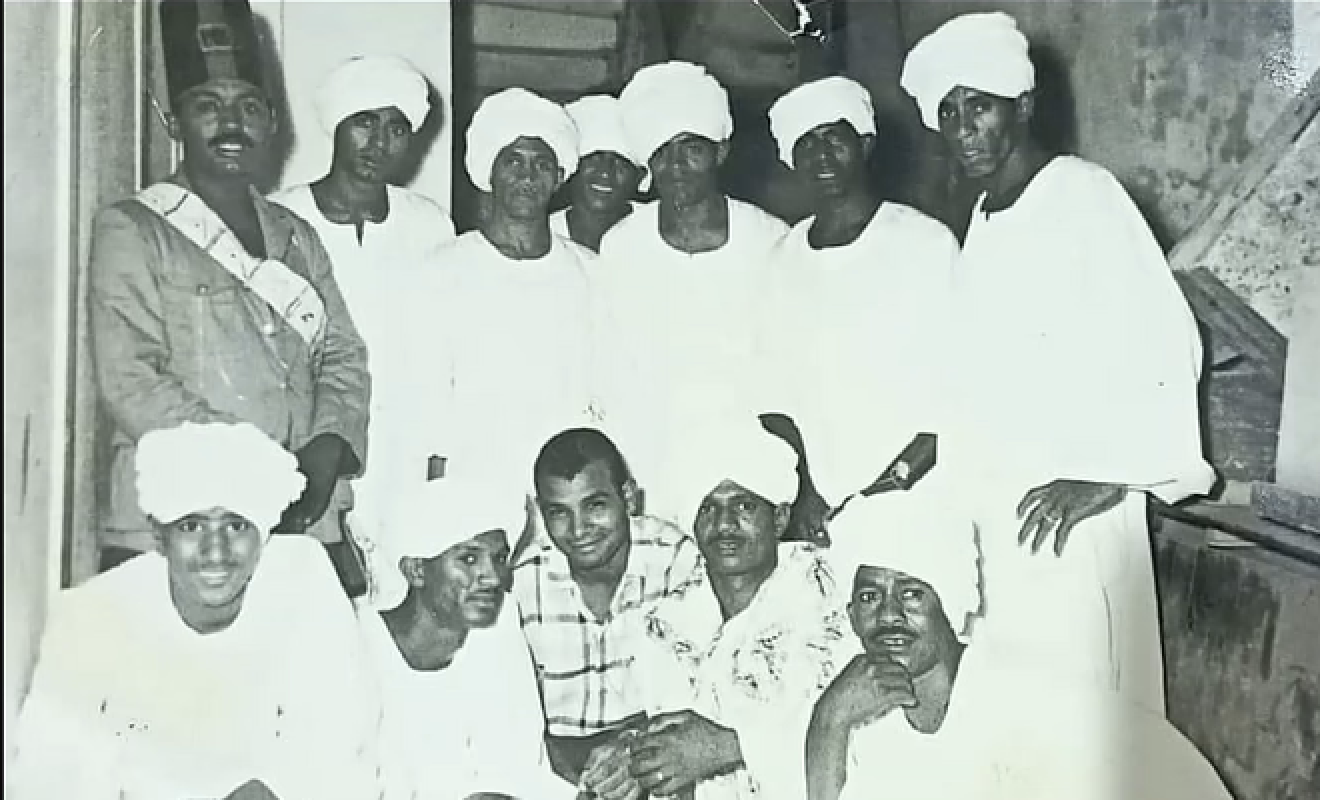 A black and white photograph of the members of the Abu Simbel Theatre.