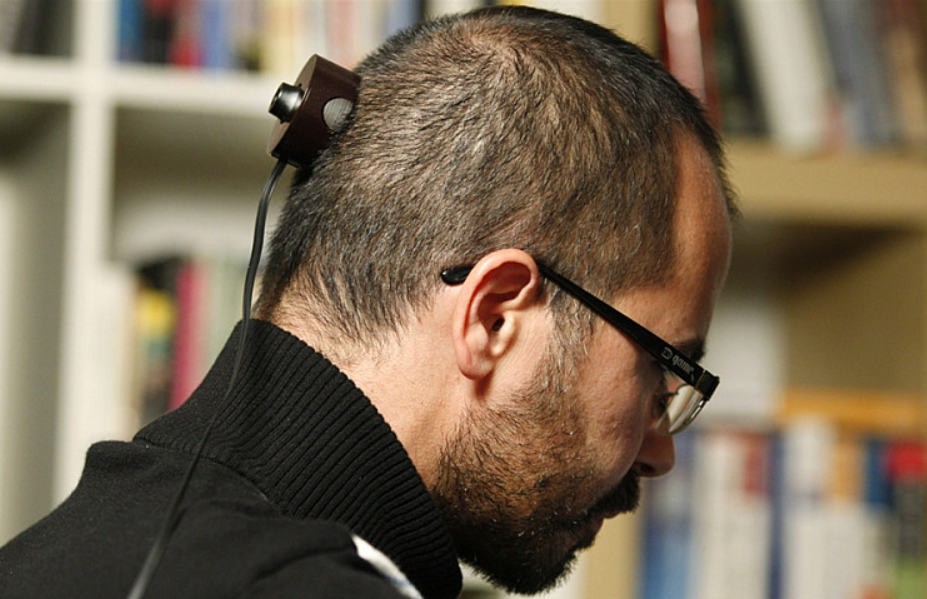 The back of a man's head. 