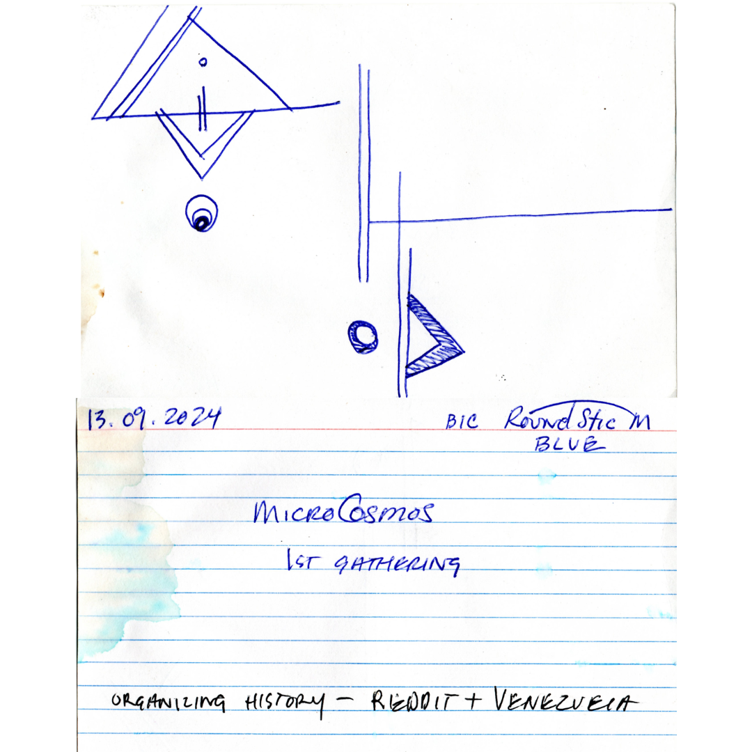Sketches and notes on a notecard.
