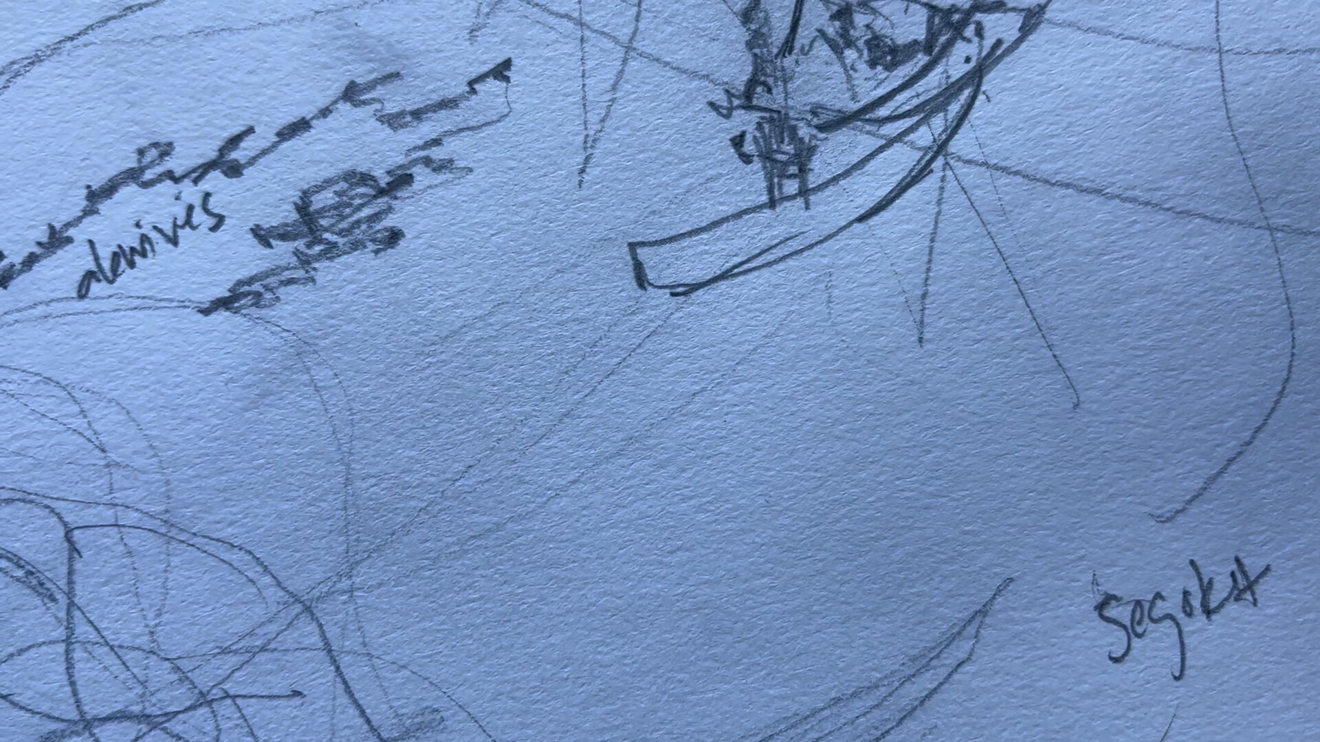 A pencil sketch on white paper. 