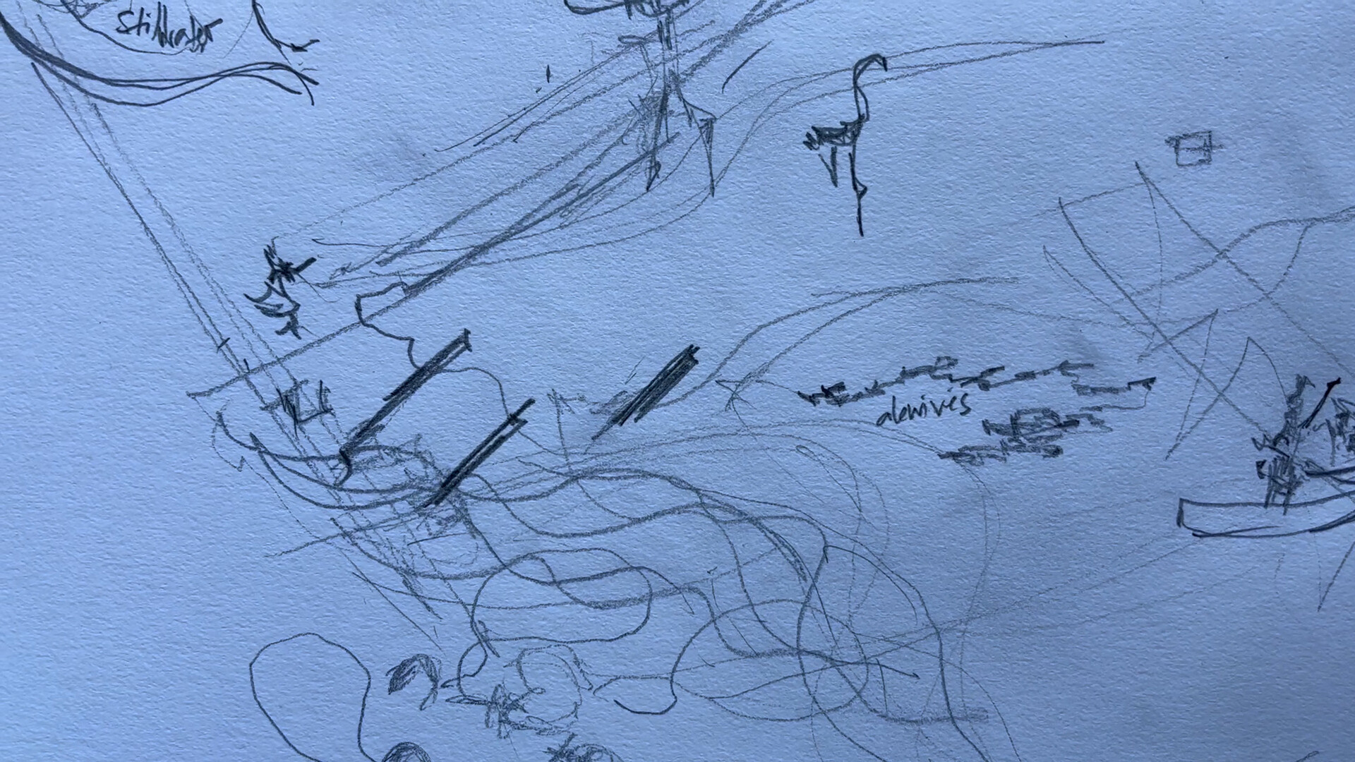 Pencil sketches on white paper.