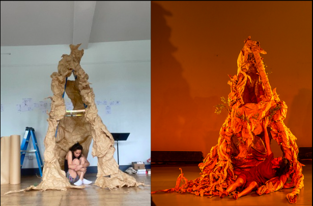A collage with two version of the same set.