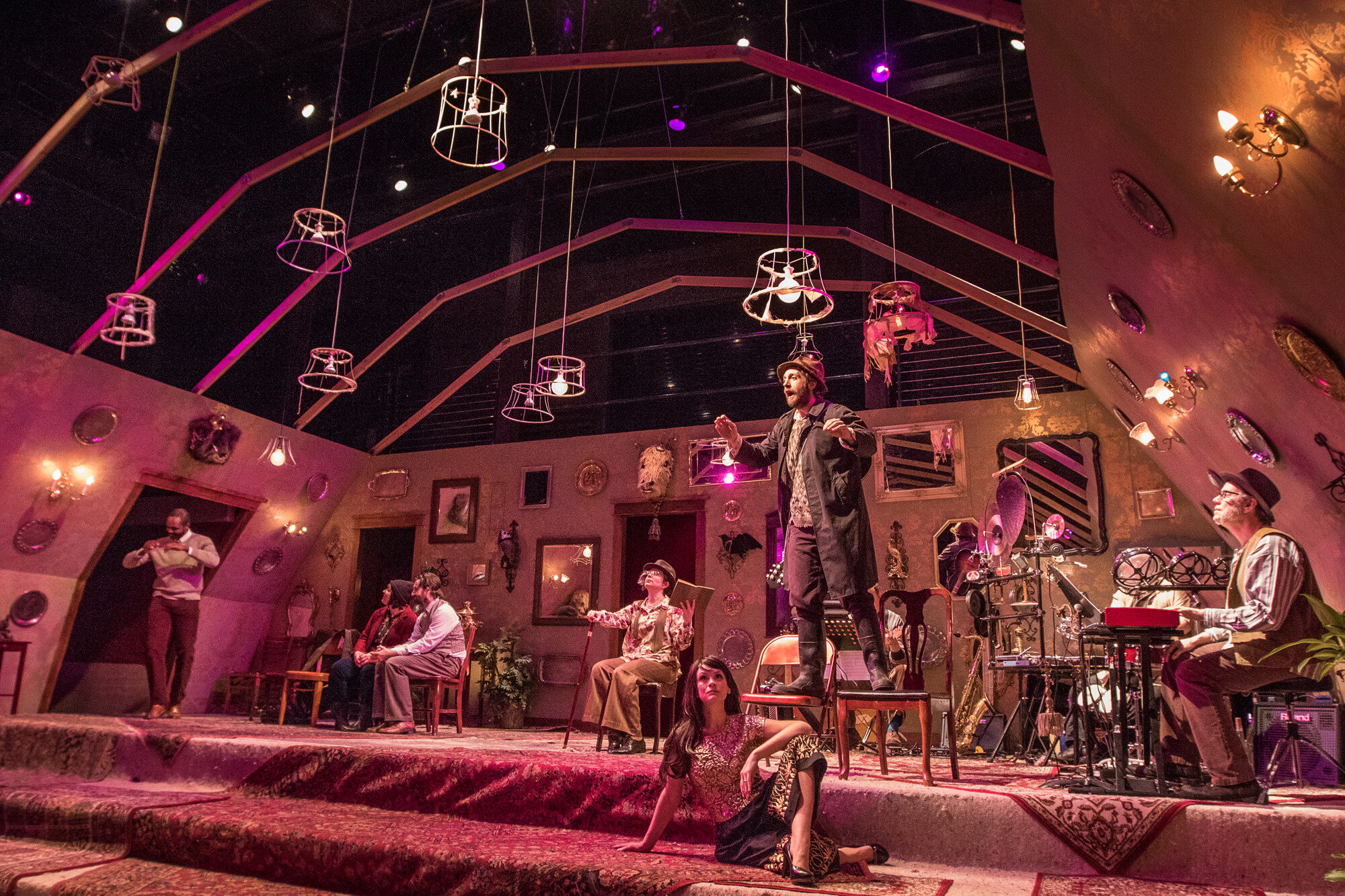 A scene in progress on a stage.