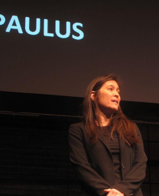 A woman dressed in all black.