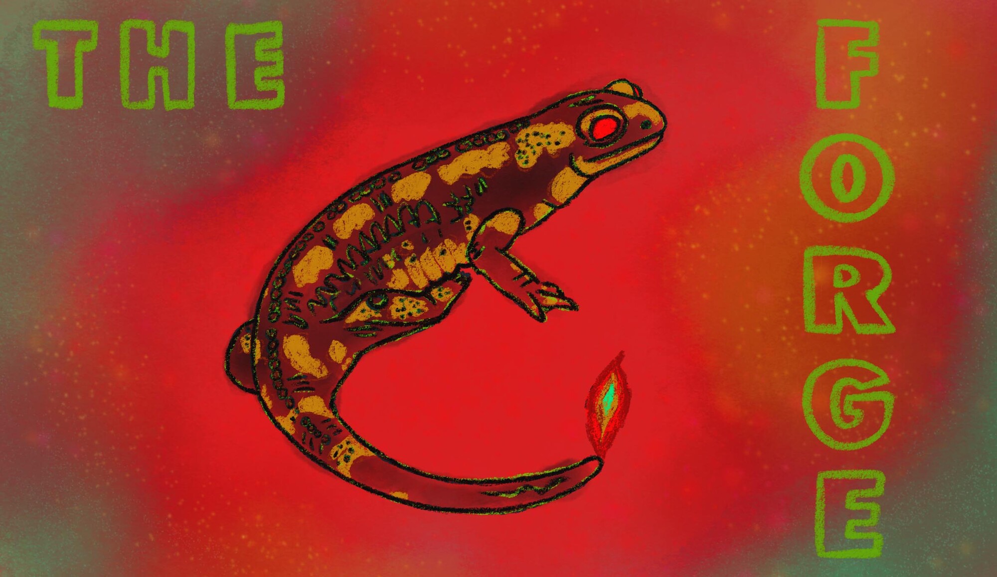 An image of a lizard and the words The Forge.