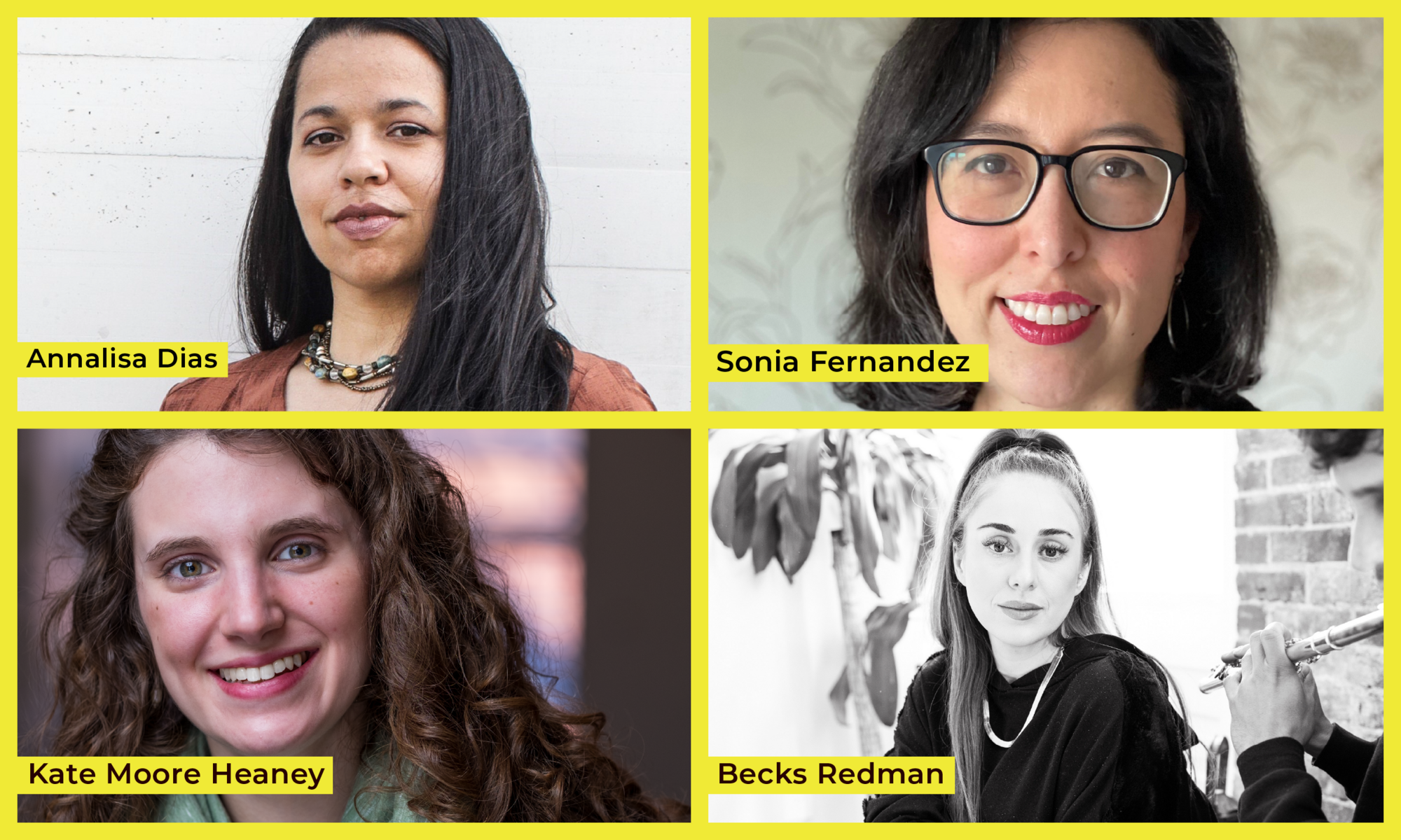 A collage of four headshots of women.