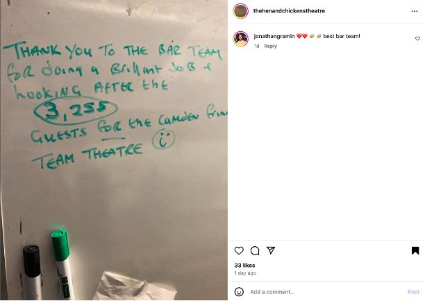 A screenshot of an Instagram post of a white board with green text on it.