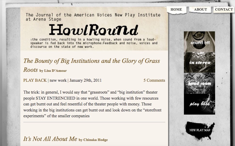 A screenshot of the old HowlRound webpage.