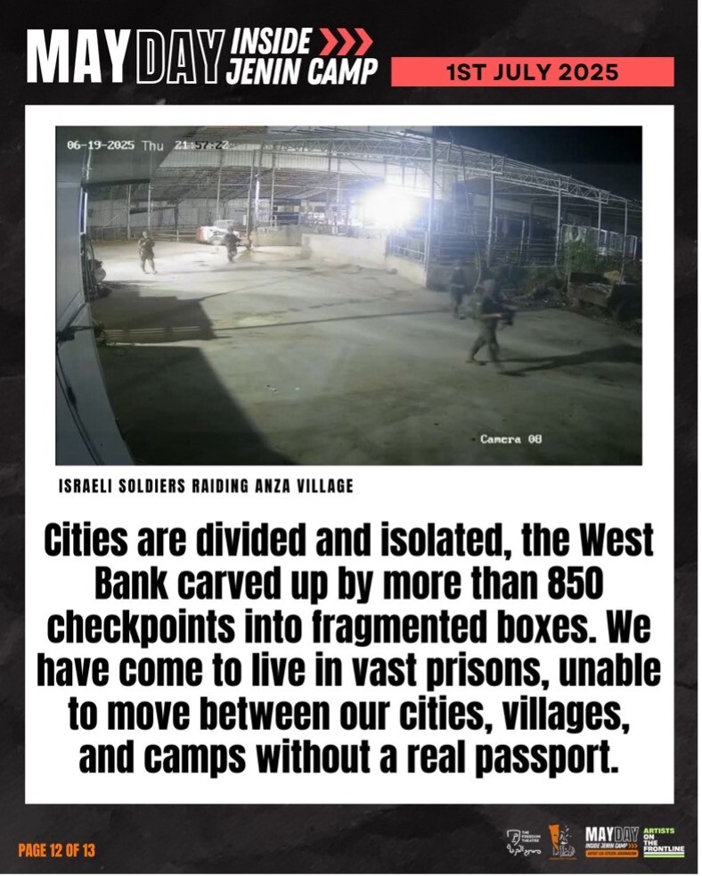A promotional graphic for Mayday: Inside Jenin Camp.