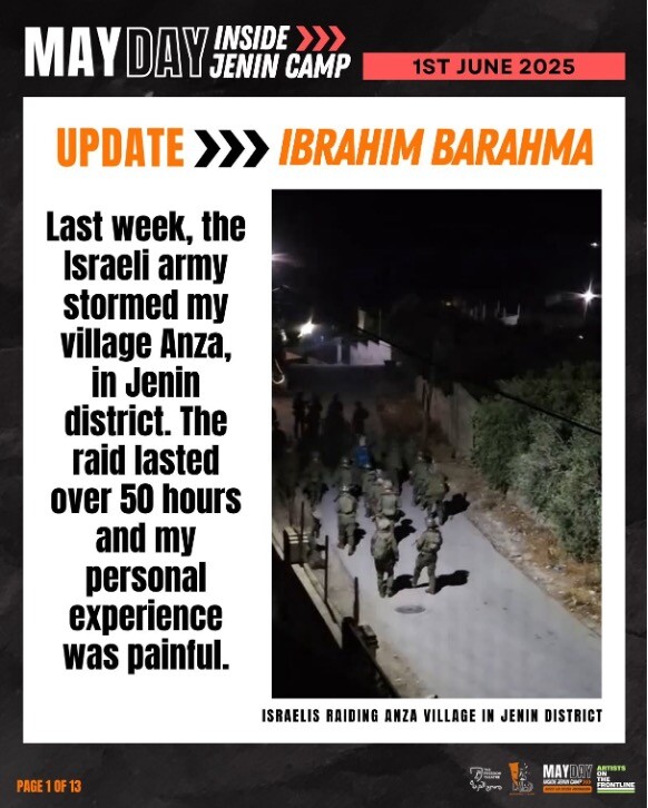A promotional graphic for Mayday: Inside Jenin Camp.