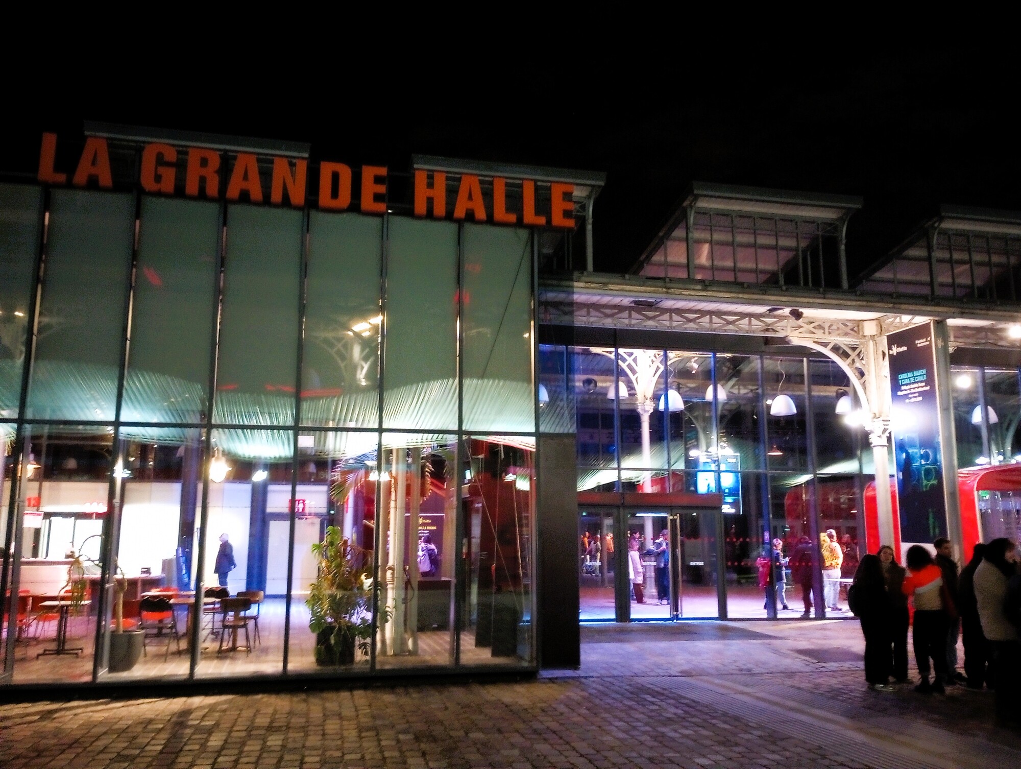 The exterior of a theatre.