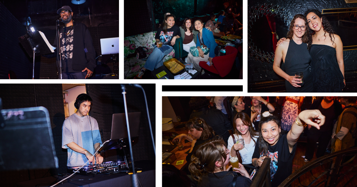 A collage of party photos.