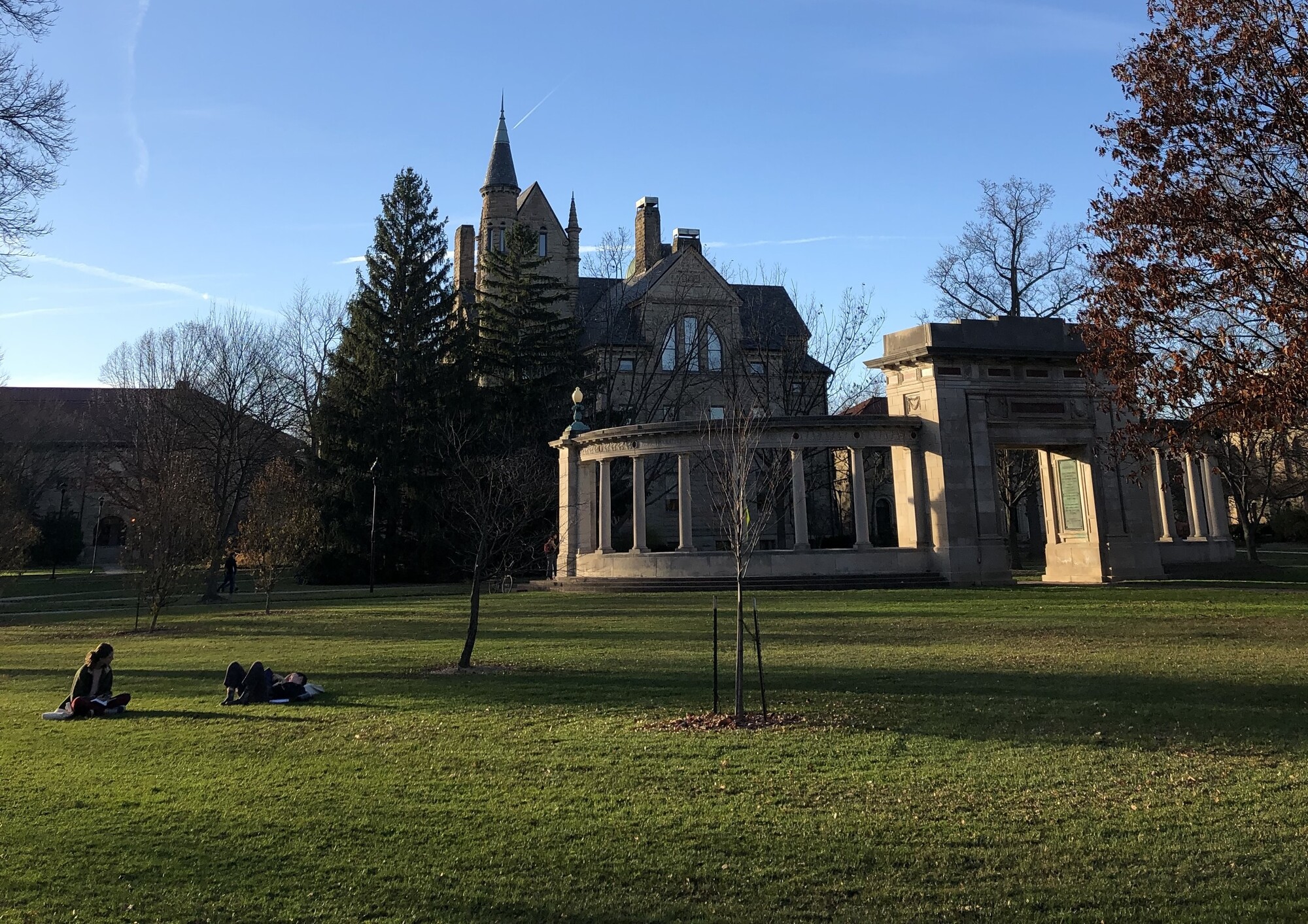 A college campus in the fall.