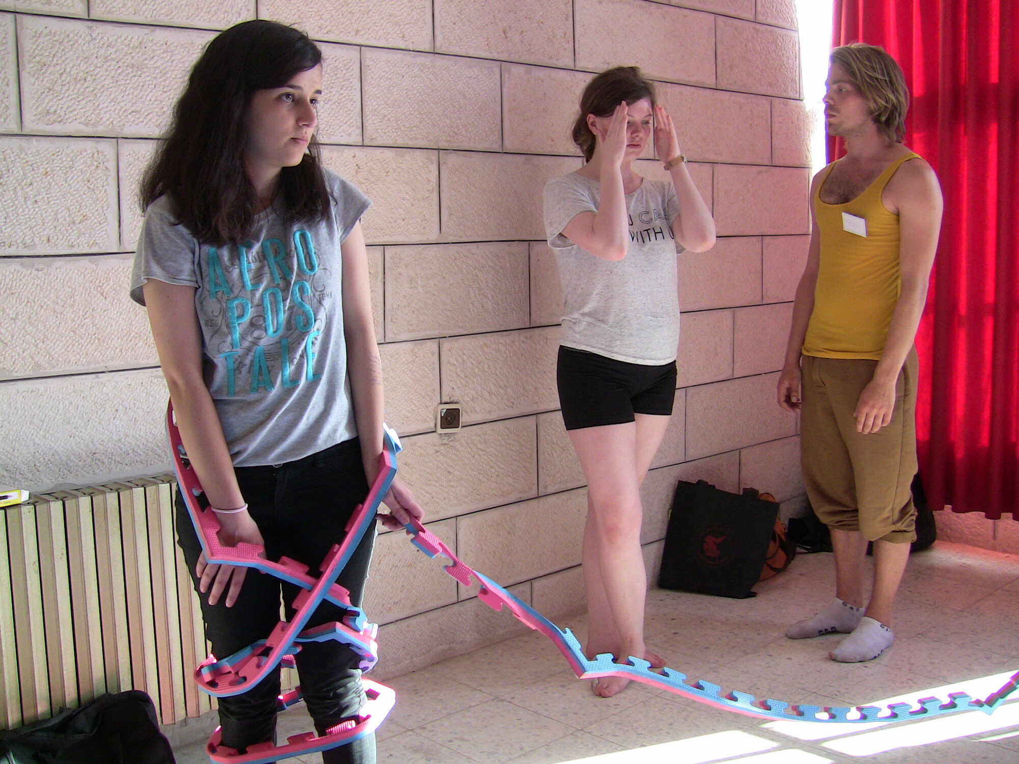 An indoor theatre workshop.
