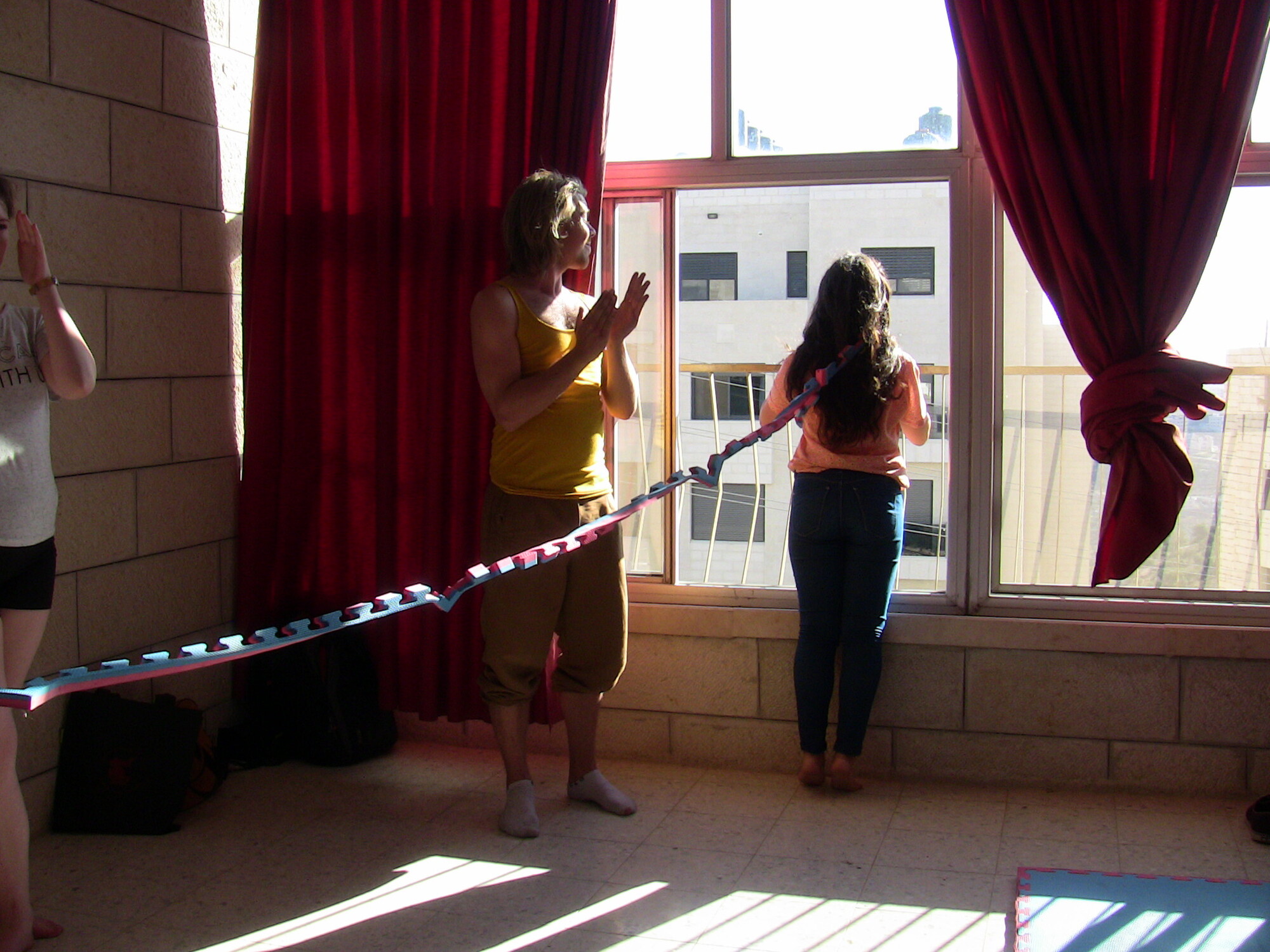 An indoor theatre workshop.
