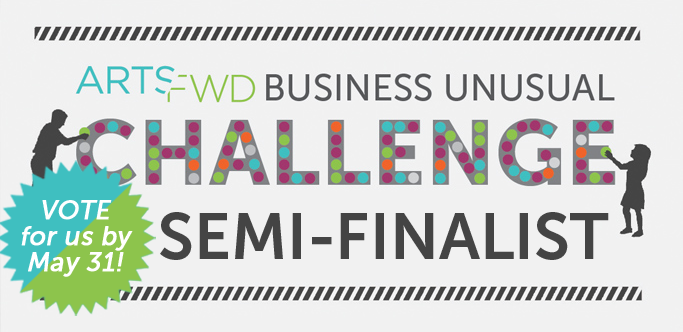 Semi-finalist banner for the ArtsFwd Business Unusual Challenge.