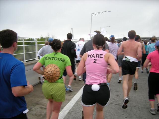 People running a race.